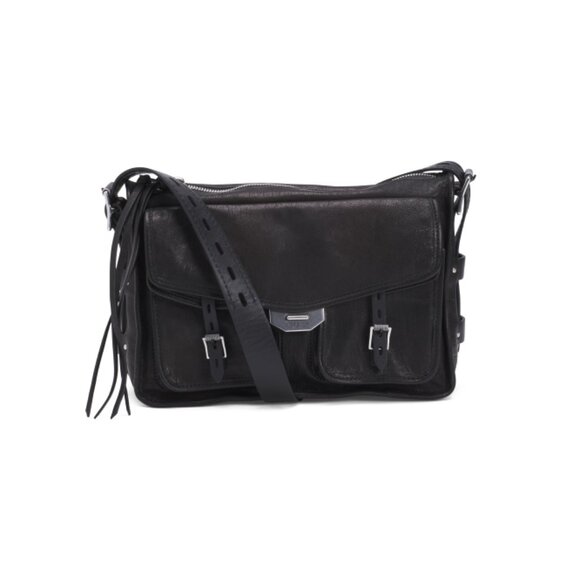 RAG & BONE Black Leather Field Messenger Bag - Picture 1 of 2
